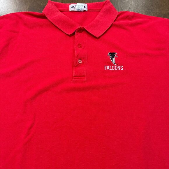 Vintage Antigua Sport Atlanta Falcons Polo Shirt Men's Size XL Pique Cotton Red - Picture 4 of 8